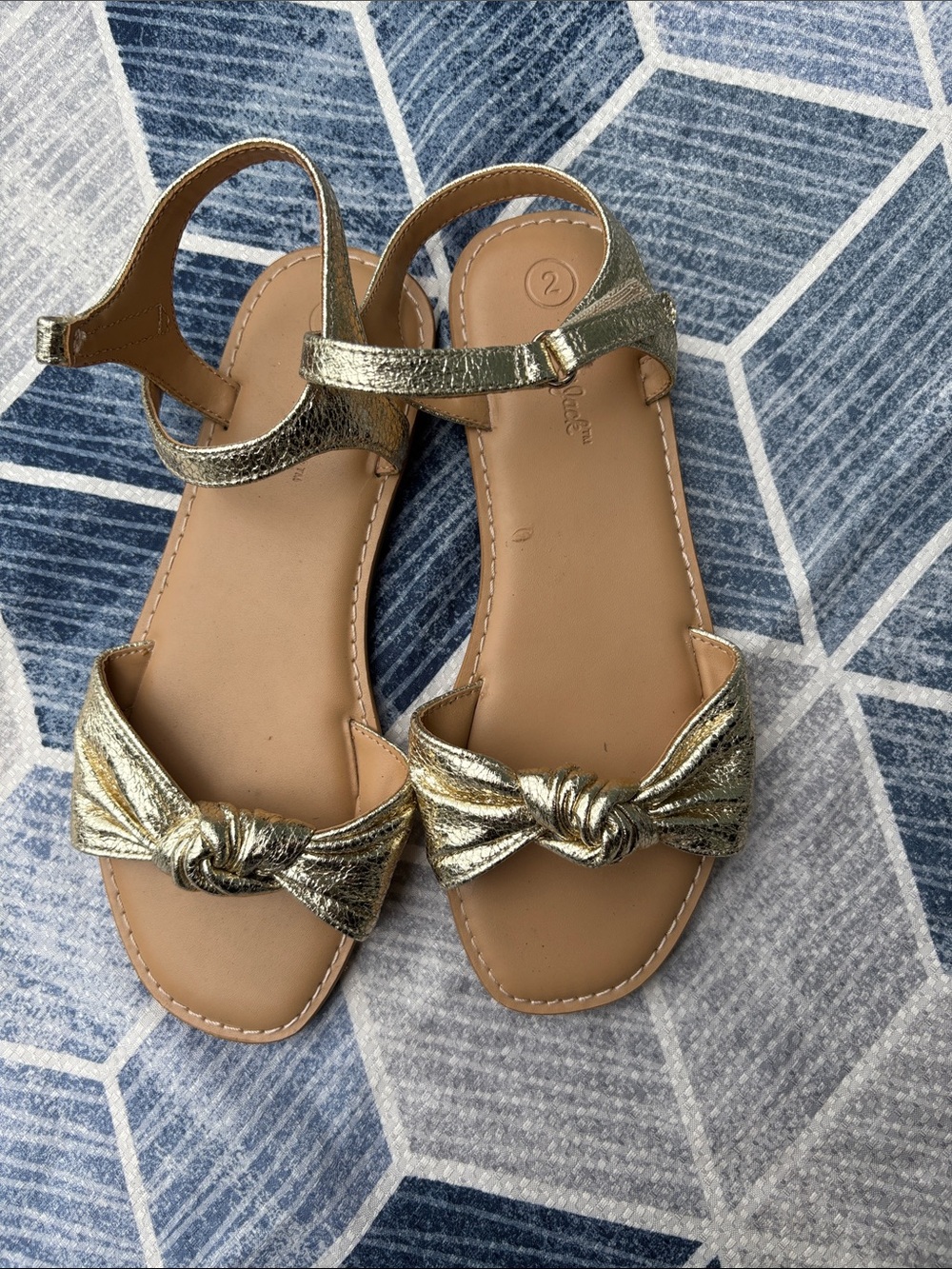 Cat & Jack Girls' Gold Knot Front Ankle-Strap Sandals